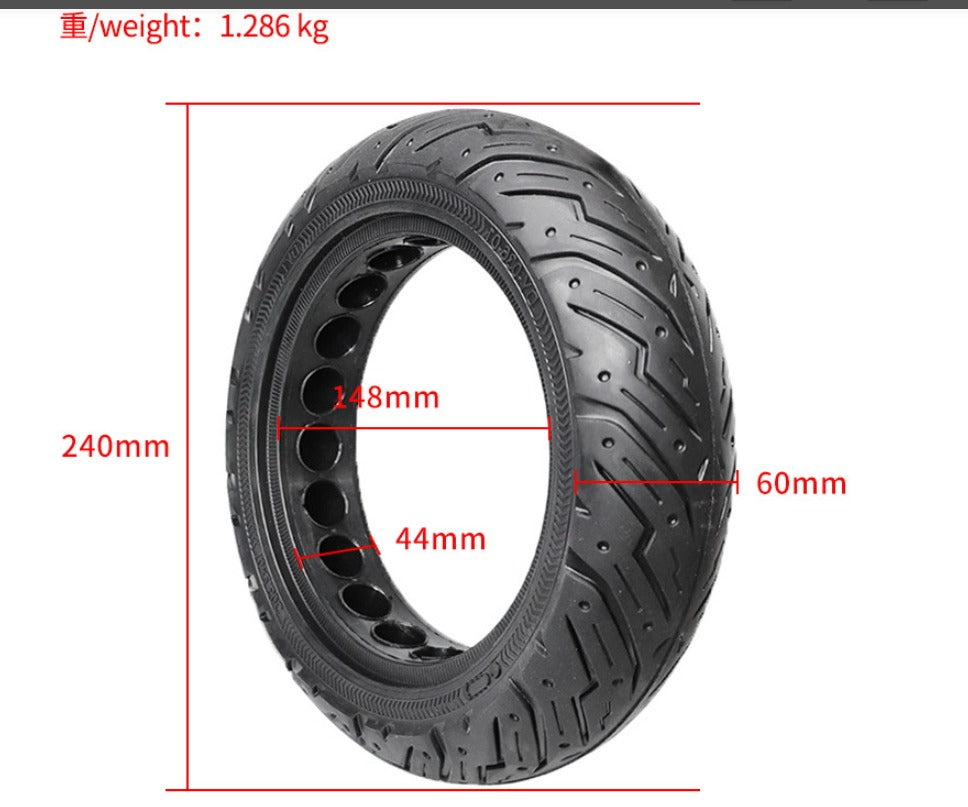 Meterk 10x2.5 Inner Hollow Honeycomb Solid Tire 10 Inch Electric Scooter  Explosion-Proof Tubeless Tire Front/Rear Tire Compatible with Max G30